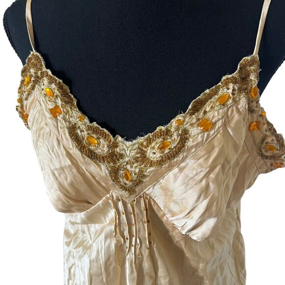 Bisou Bisou Women’s 90s Y2K Babydoll Tank Top Gold Side Large - Picture 4 of 8